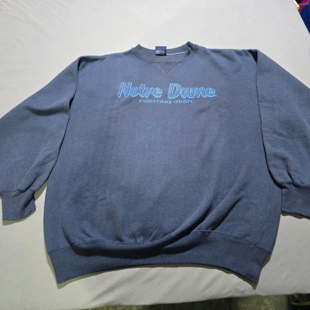 Savvy Notre Dame Fighting Irish Sweatshirt Mens XL Navy Blue Vintage Crewneck